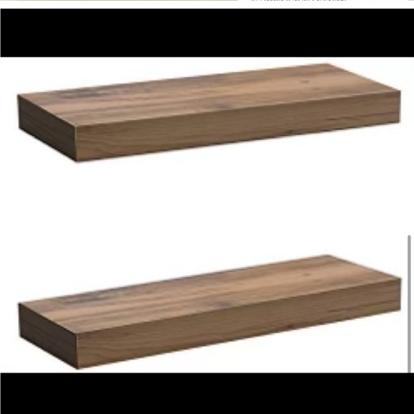 NEW - Floating Shelf — Rustic Wood Hanging Rectangle Wall Shelf - Picture 3 of 4